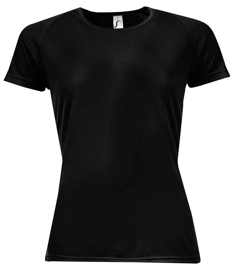 Ladies Sporty Performance T-Shirt in Black, front view
