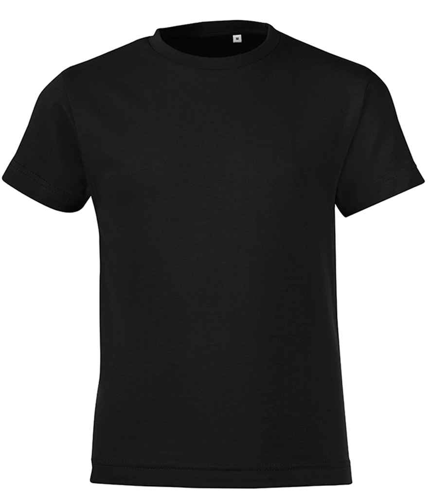 Kids Regent Fit T-Shirt in Deep Black, front view