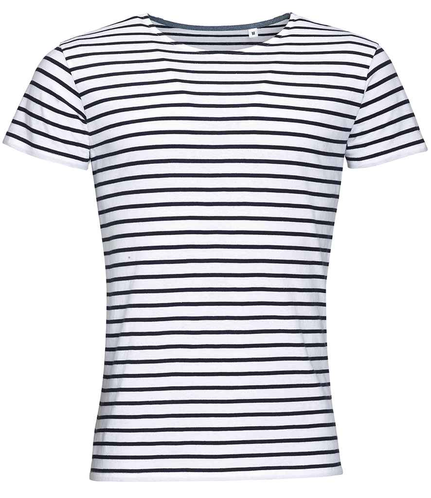 Miles Striped T-Shirt in White/Navy, front view