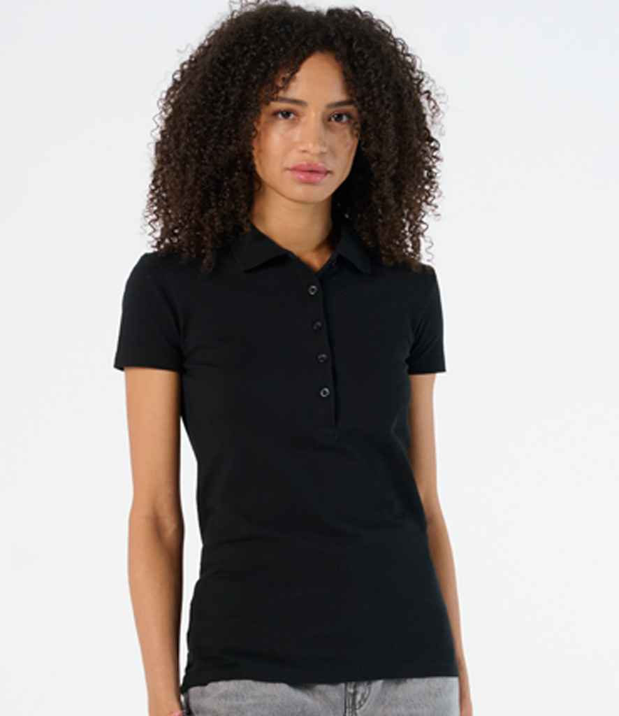 Ladies Phoenix Piqué Polo Shirt in Black, model photo