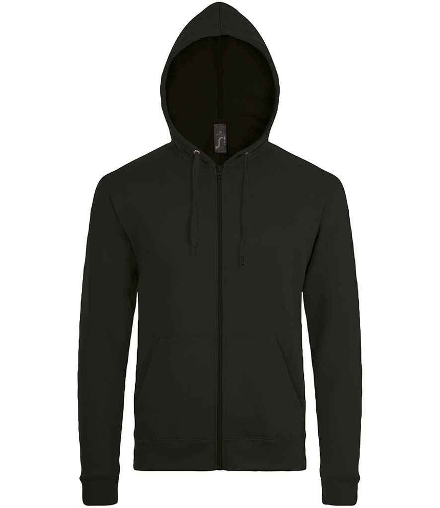 Stone Zip Hooded Sweatshirt in Black, front view