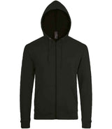 Stone Zip Hooded Sweatshirt in Black, front view