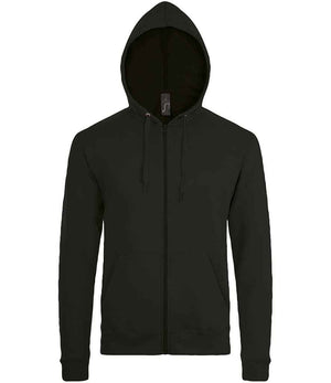 Stone Zip Hooded Sweatshirt in Black, front view