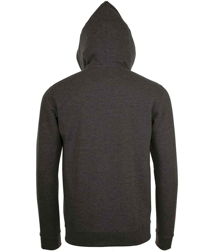 Stone Zip Hooded Sweatshirt in Charcoal Marl, back view