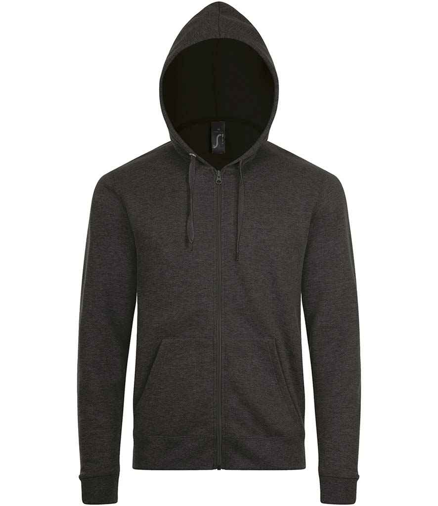 Stone Zip Hooded Sweatshirt in Charcoal Marl, front view