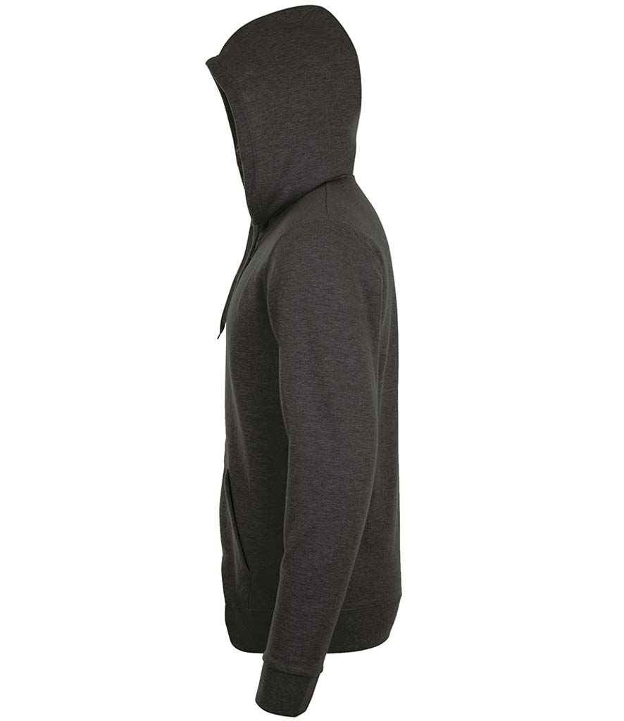 Stone Zip Hooded Sweatshirt in Charcoal Marl, left side view