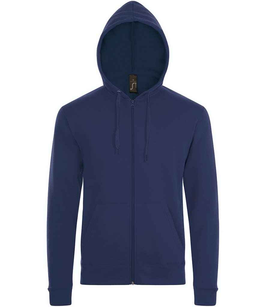 Stone Zip Hooded Sweatshirt in French Navy, front view