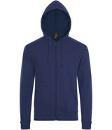 Stone Zip Hooded Sweatshirt in French Navy, front view
