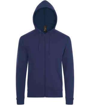 Stone Zip Hooded Sweatshirt in French Navy, front view