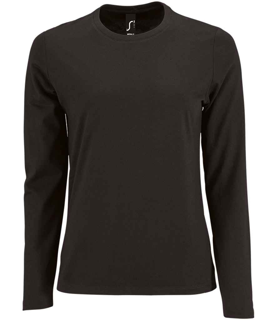 Ladies Imperial Long Sleeve T-Shirt in Deep Black, front view