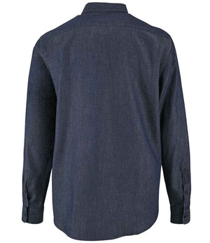 Barry Long Sleeve Denim Shirt in Denim Brut, back view