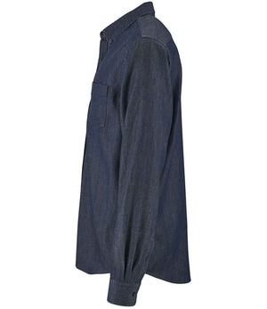 Barry Long Sleeve Denim Shirt in Denim Brut, left side view
