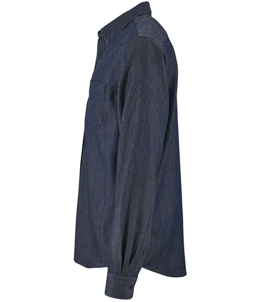Barry Long Sleeve Denim Shirt in Denim Brut, left side view