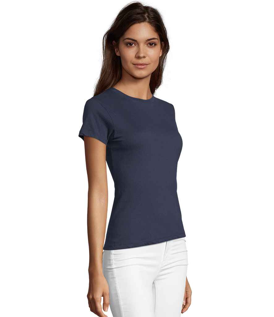 Ladies Regent Fit T-Shirt in French Navy, model photo