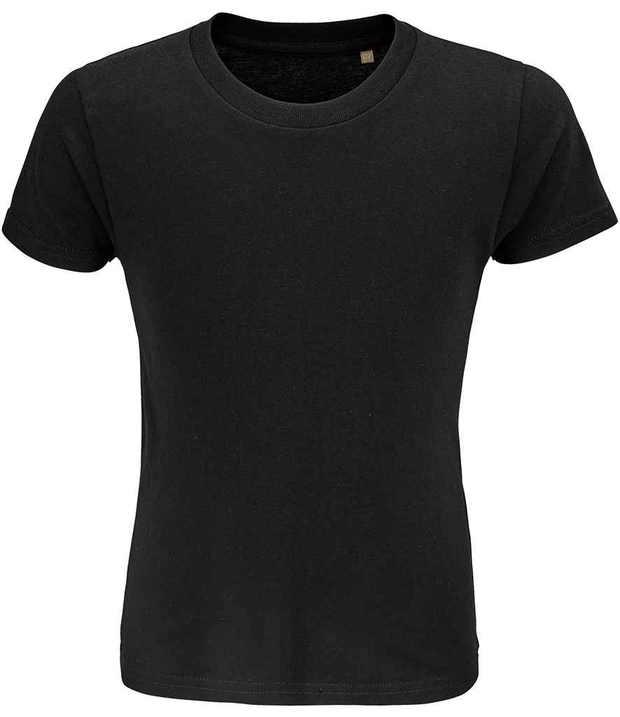 Kids Crusader Organic T-Shirt in Deep Black, front view