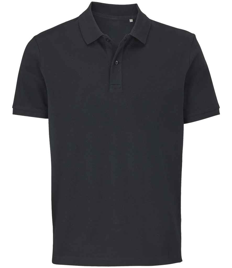 Unisex Pegase Piqué Polo Shirt in Black, front view