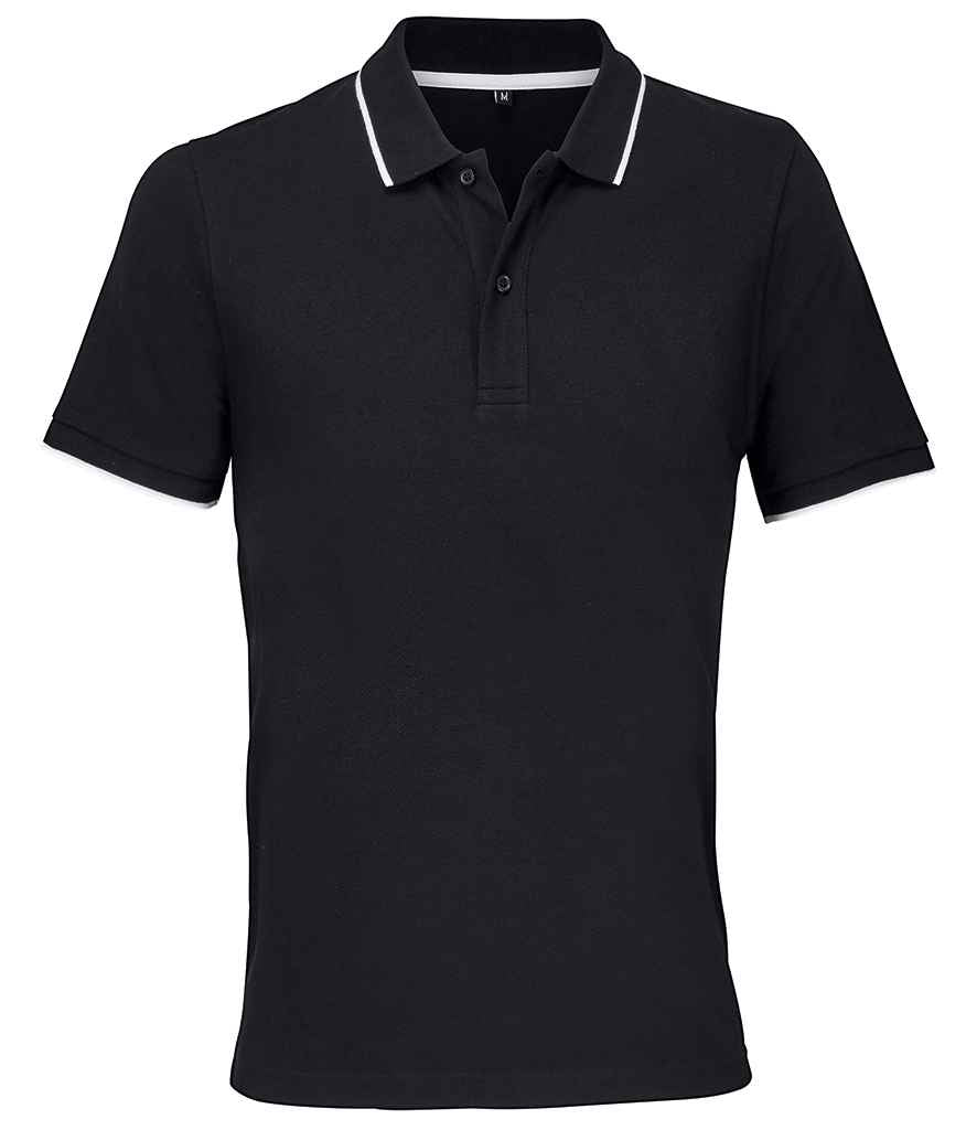 Unisex Palermo Polo Shirt in Black/White, front view