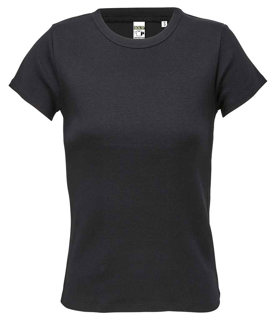 Ladies Sara T-Shirt in Deep Black, front view