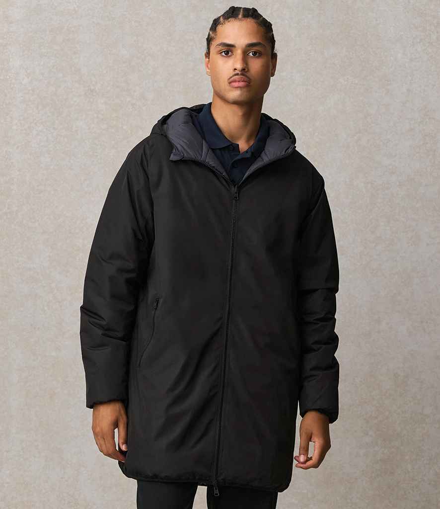 Unisex Reverse Parka Jacket in Black, model photo (1)