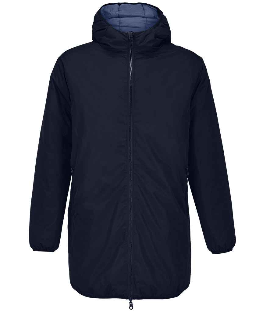 Unisex Reverse Parka Jacket in French Navy, front view