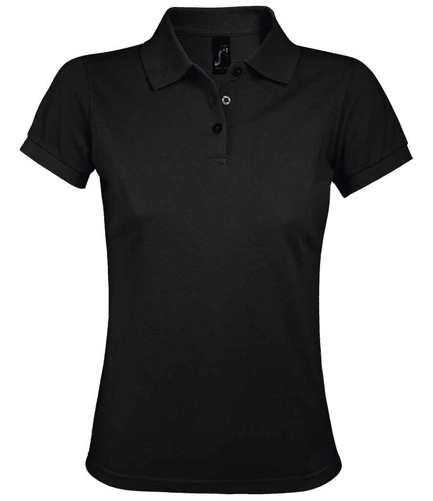 Ladies Prime Poly/Cotton Piqué Polo Shirt in Black, front view