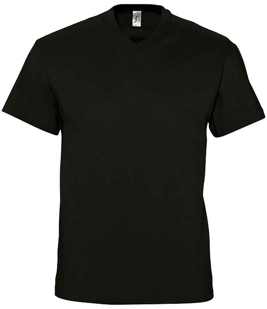 Victory V Neck T-Shirt in Deep Black, front view