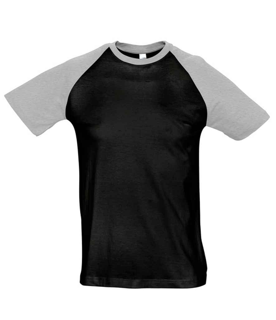 Funky Contrast Baseball T-Shirt in Black/Grey, front view