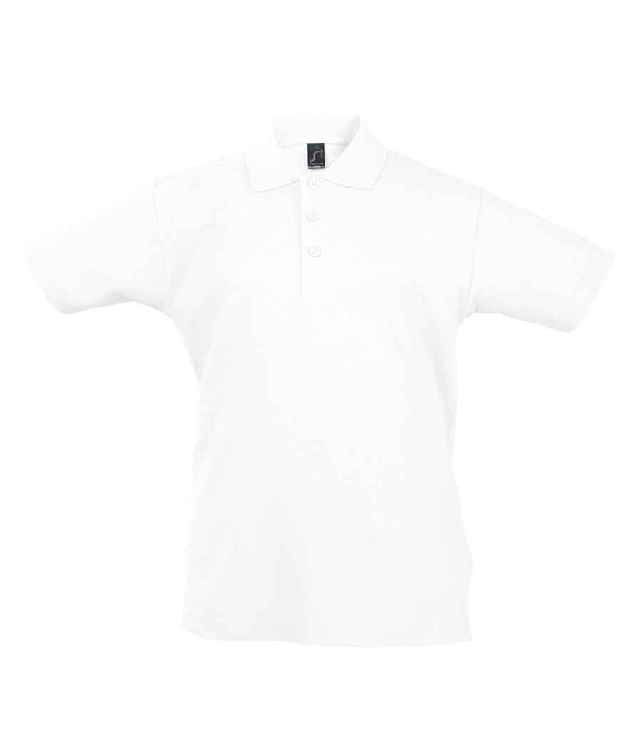 Kids Summer II Cotton Piqué Polo Shirt in White, front view