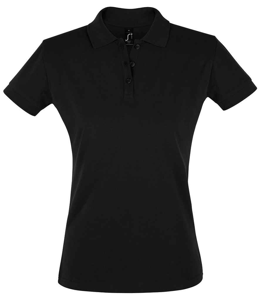 Ladies Perfect Cotton Piqué Polo Shirt in Black, front view