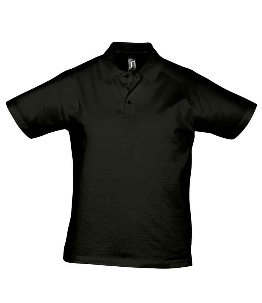Prescott Cotton Jersey Polo Shirt in Deep Black, front view