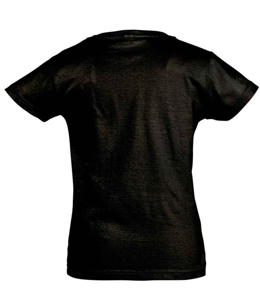 Girls Cherry T-Shirt in Deep Black, back view