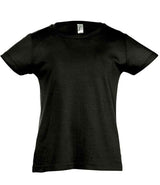 Girls Cherry T-Shirt in Deep Black, front view