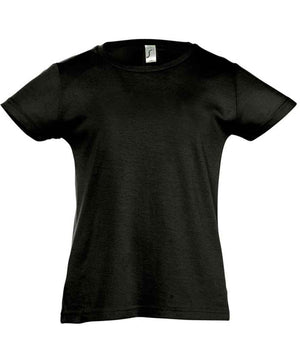 Girls Cherry T-Shirt in Deep Black, front view