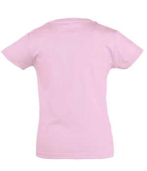 Girls Cherry T-Shirt in Medium Pink, back view