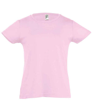 Girls Cherry T-Shirt in Medium Pink, front view