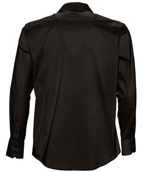 Brighton Long Sleeve Fitted Shirt in Black, back view