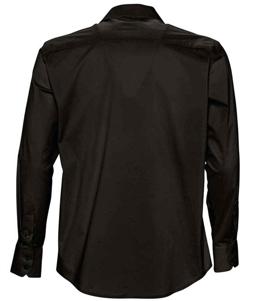 Brighton Long Sleeve Fitted Shirt in Black, back view