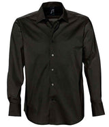 Brighton Long Sleeve Fitted Shirt in Black, front view