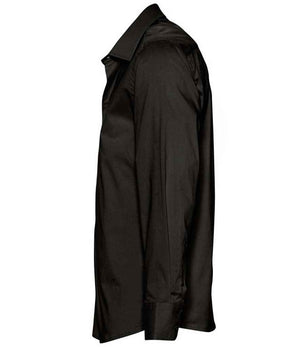 Brighton Long Sleeve Fitted Shirt in Black, left side view