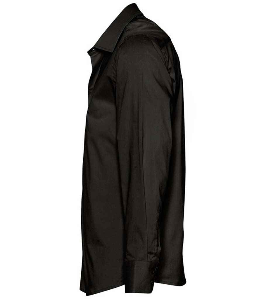 Brighton Long Sleeve Fitted Shirt in Black, left side view