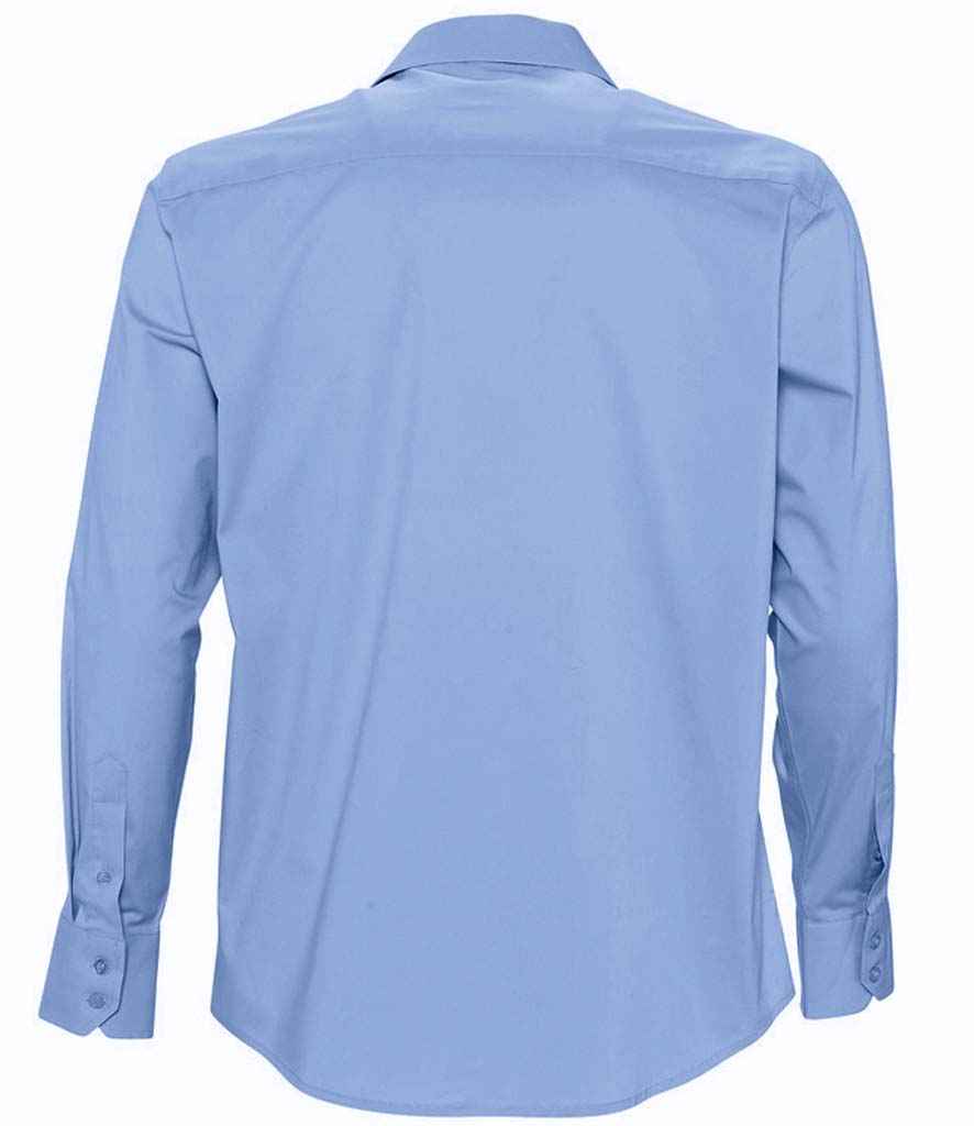 Brighton Long Sleeve Fitted Shirt in Bright Sky, back view