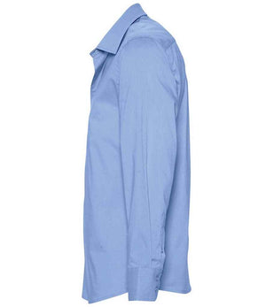 Brighton Long Sleeve Fitted Shirt in Bright Sky, left side view