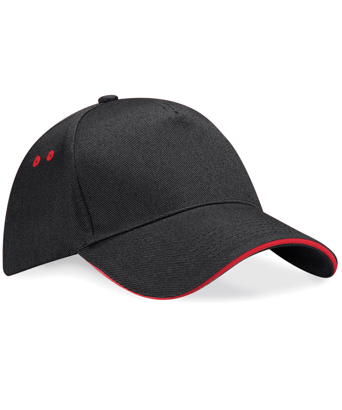 Ultimate 5-Panel Cap - Sandwich Peak in Black/Classic Red