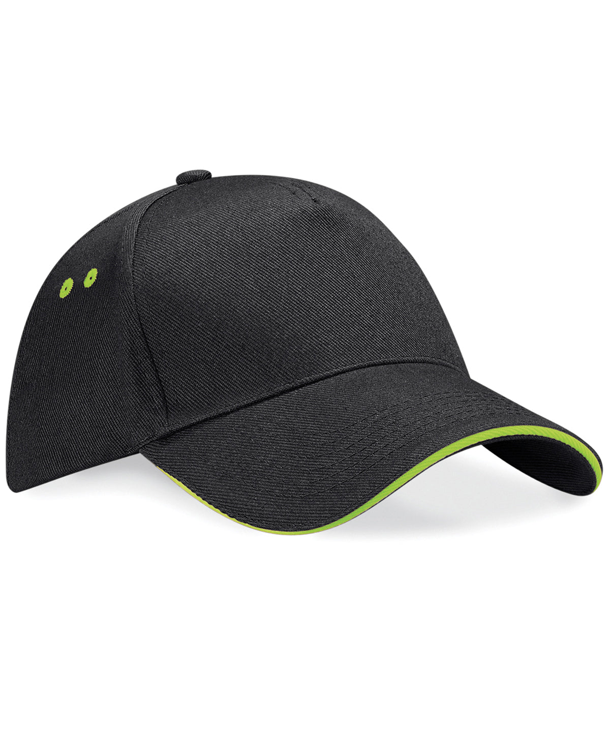 Ultimate 5-Panel Cap - Sandwich Peak in Black/Lime Green