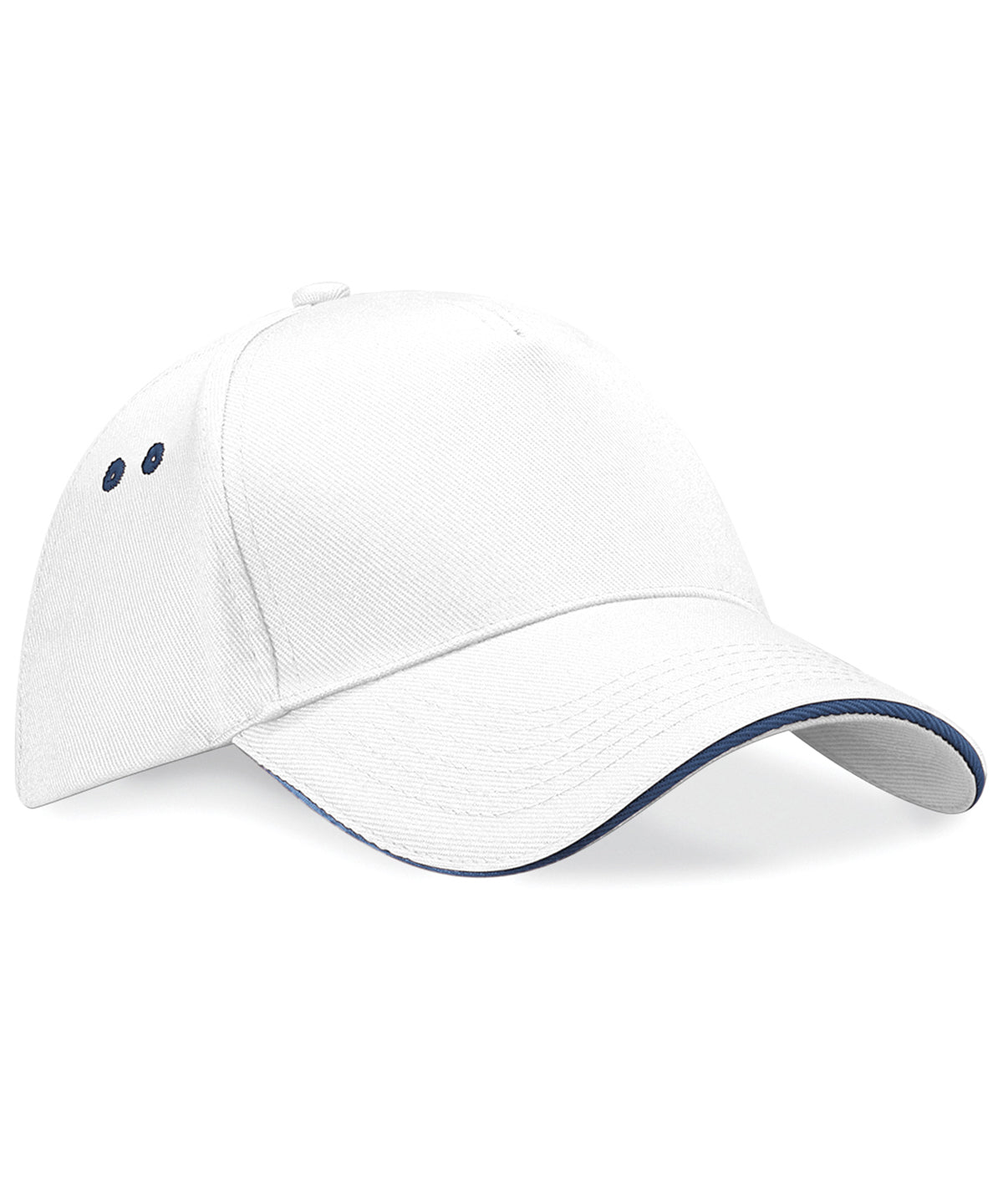 Ultimate 5-Panel Cap - Sandwich Peak in White/French Navy