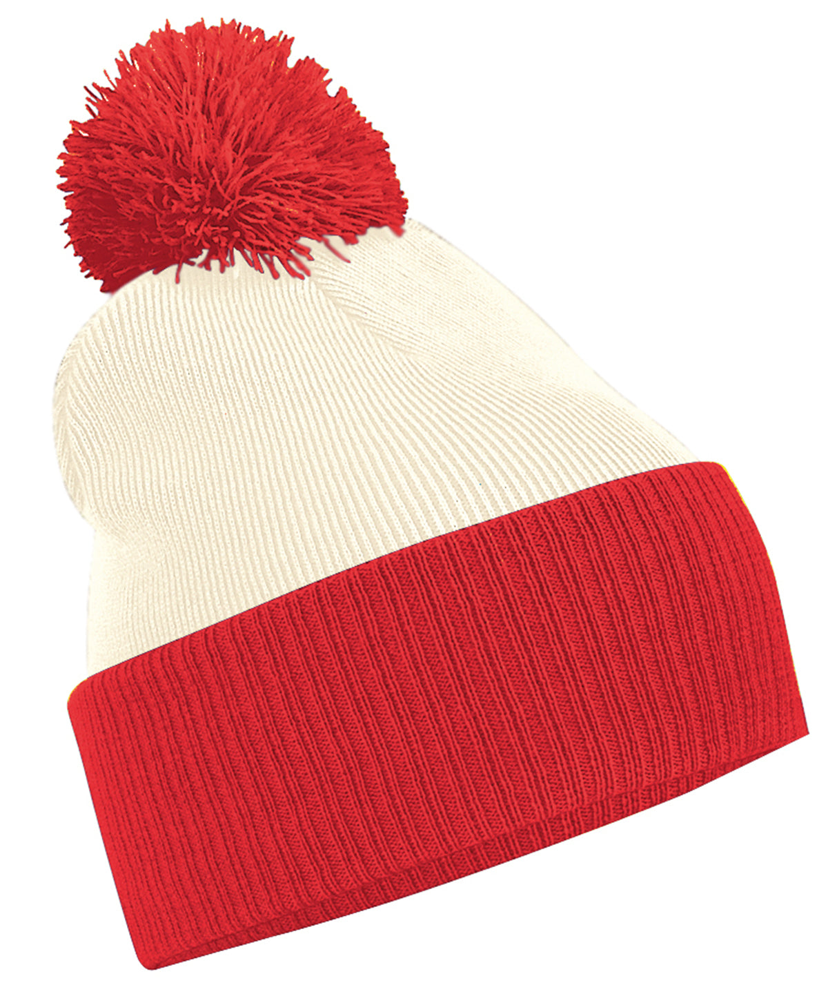 Snowstar® Two-Tone Beanie in Off White/Bright Red