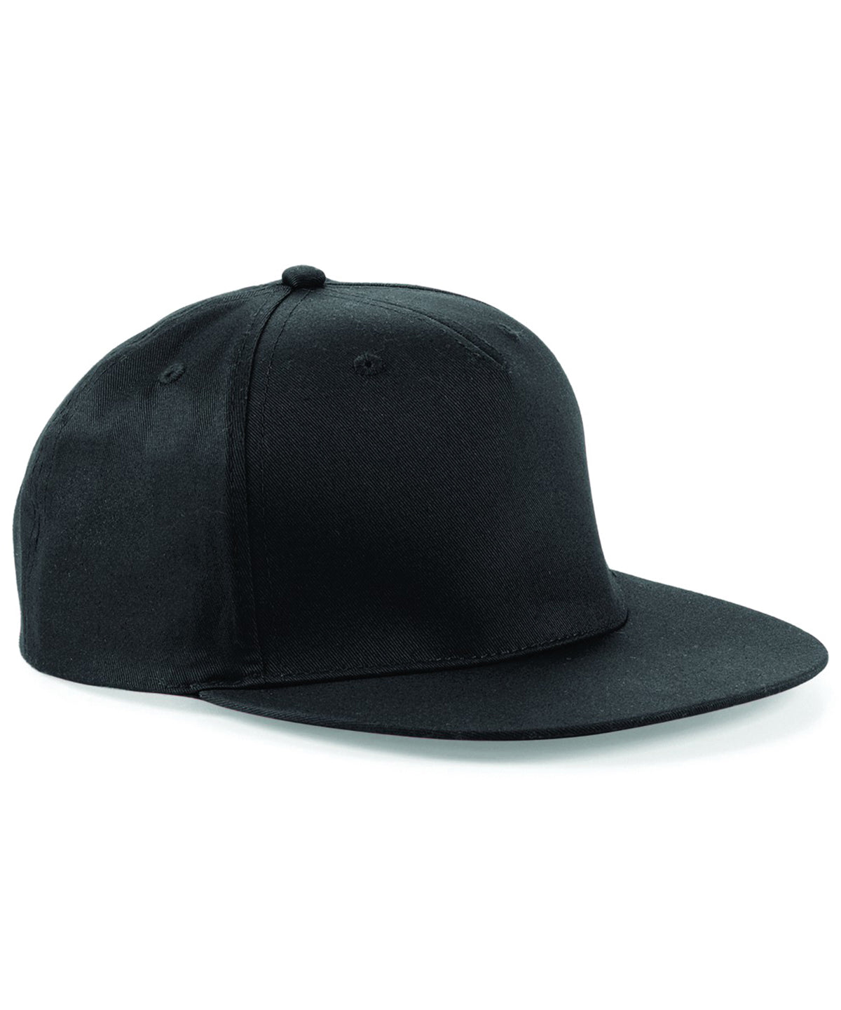 5-Panel Snapback Rapper Cap in Black