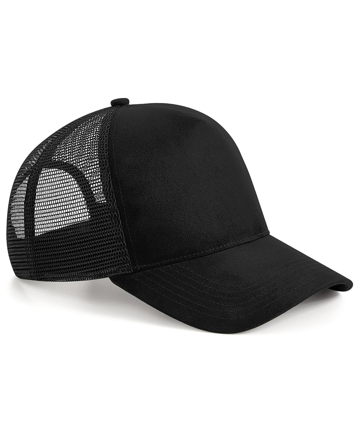 Suede Snapback Trucker in Black