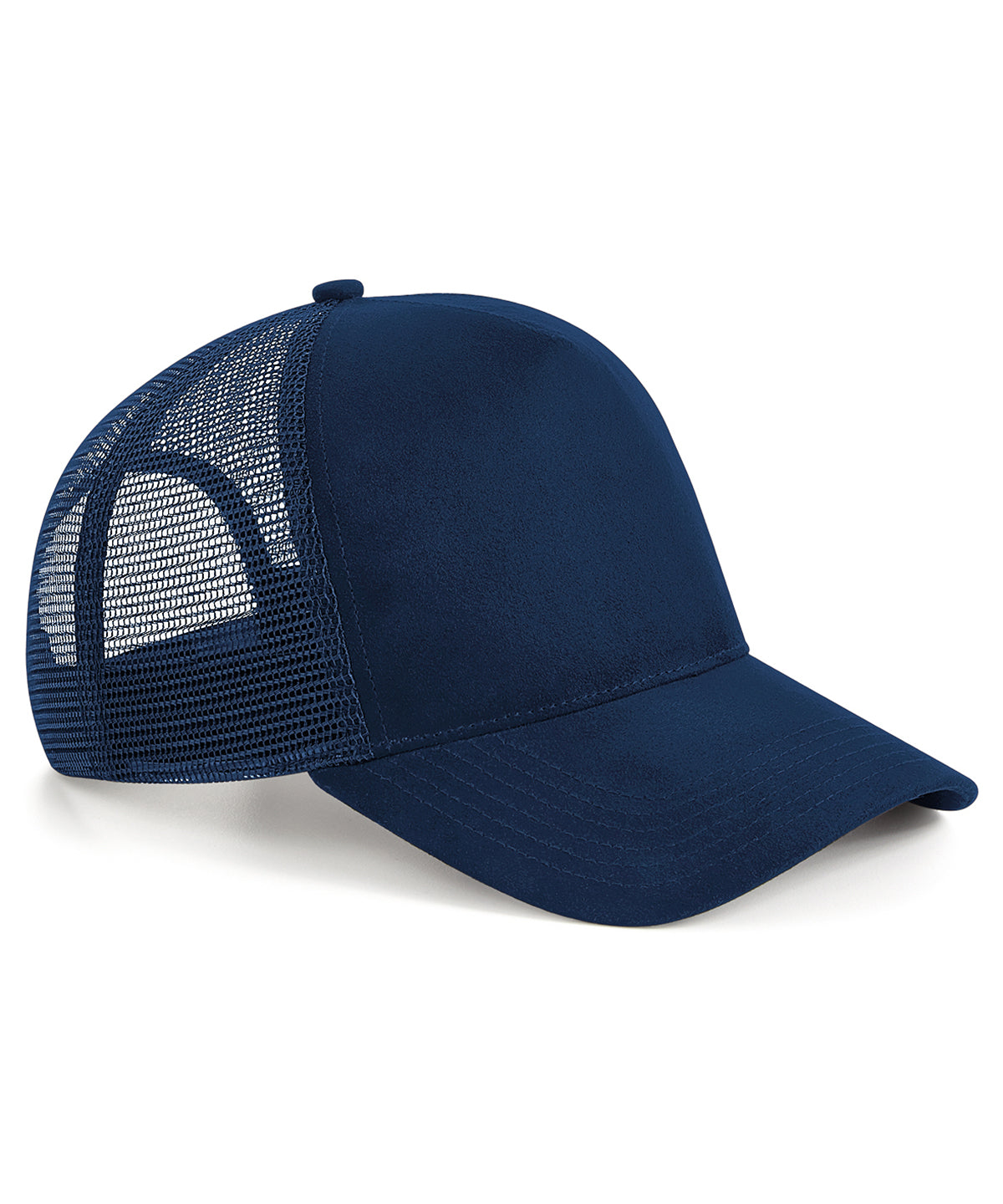 Suede Snapback Trucker in French Navy