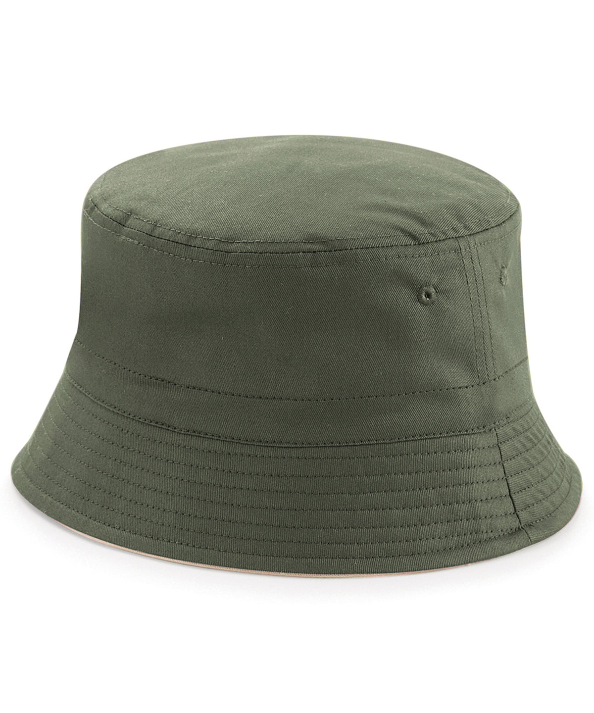 Reversible Bucket Hat in Olive Green/Stone
